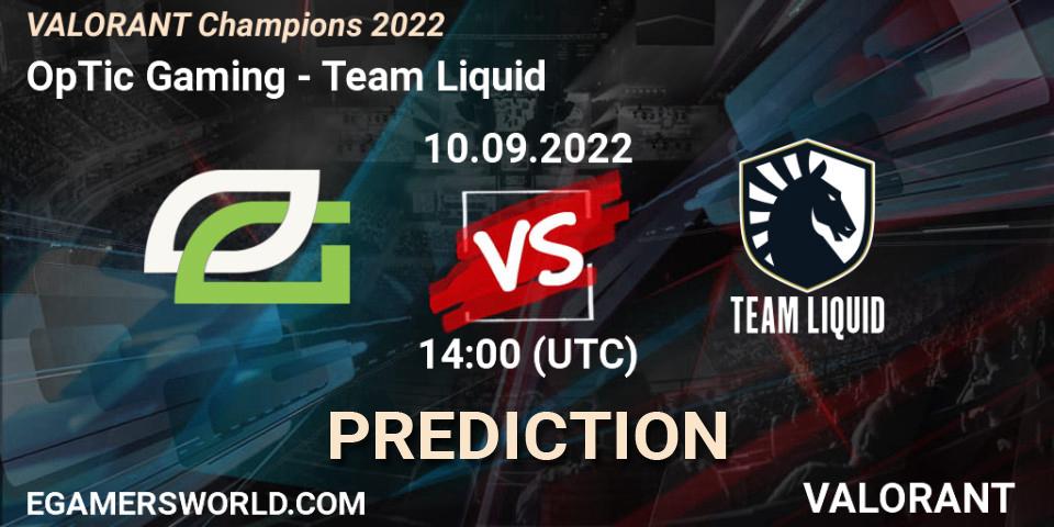 OpTic Gaming проти Team Liquid: Поради щодо ставок, прогнози на матчі. 10.09.2022 at 14:15. VALORANT, VALORANT Champions 2022
