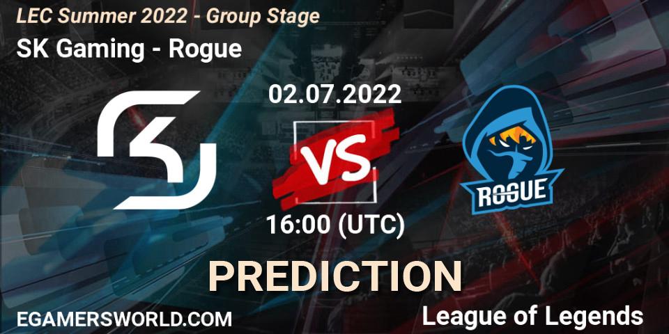 SK Gaming проти Rogue: Поради щодо ставок, прогнози на матчі. 02.07.2022 at 16:00. LoL, LEC Summer 2022 - Group Stage