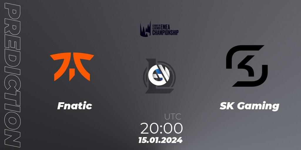Fnatic проти SK Gaming: Поради щодо ставок, прогнози на матчі. 15.01.2024 at 20:00. LoL, LEC Winter 2024 - Regular Season