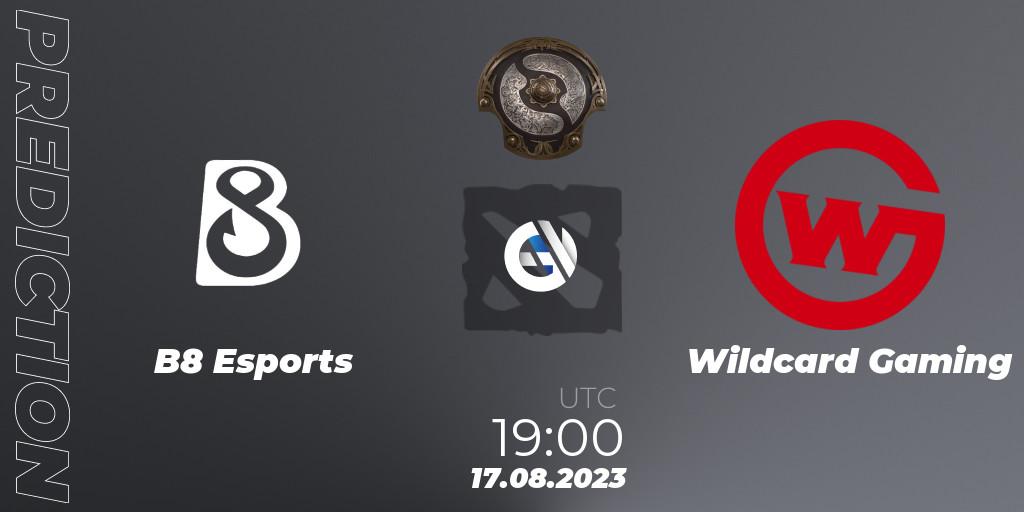 B8 Esports проти Wildcard Gaming: Поради щодо ставок, прогнози на матчі. 17.08.2023 at 20:48. Dota 2, The International 2023 - North America Qualifier