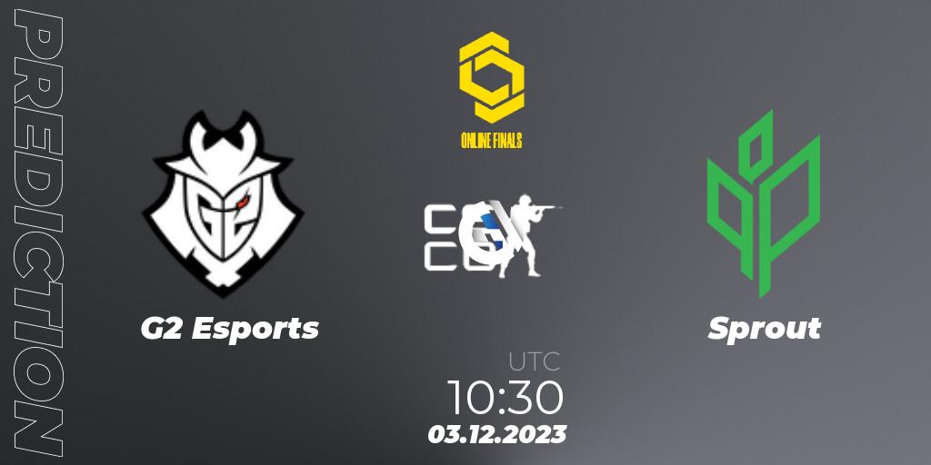 G2 Esports проти Sprout: Поради щодо ставок, прогнози на матчі. 03.12.2023 at 10:30. Counter-Strike (CS2), CCT Online Finals #5