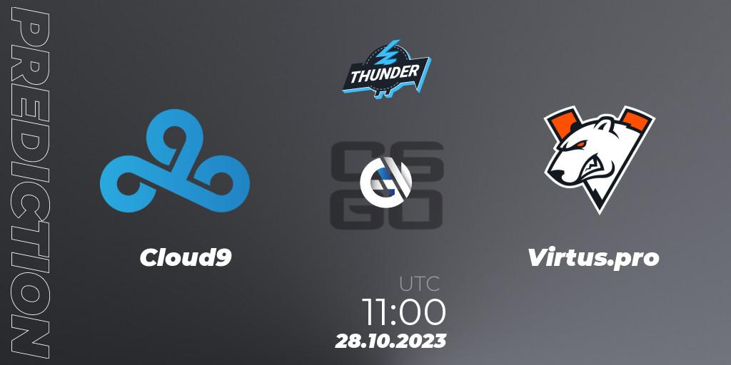 Cloud9 проти Virtus.pro: Поради щодо ставок, прогнози на матчі. 28.10.2023 at 11:00. Counter-Strike (CS2), Thunderpick CS:GO World Championship 2023