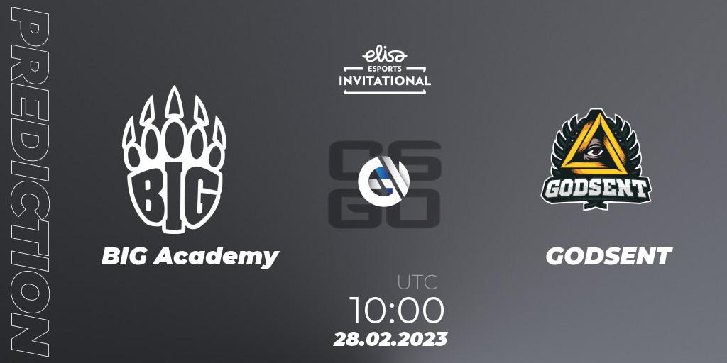 BIG Academy проти GODSENT: Поради щодо ставок, прогнози на матчі. 28.02.2023 at 10:00. Counter-Strike (CS2), Elisa Invitational Winter 2023