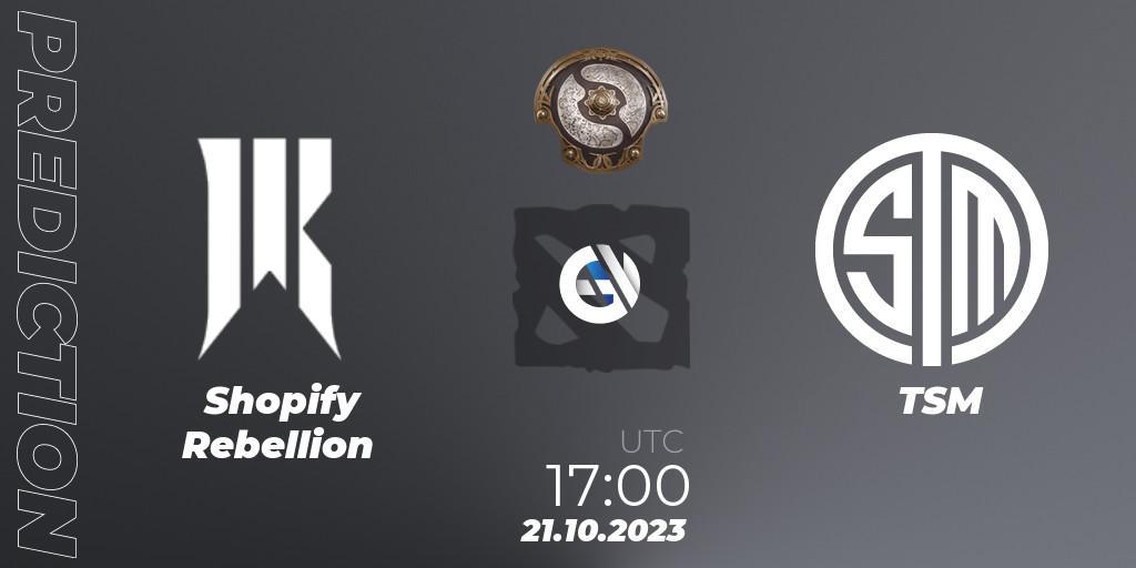 Shopify Rebellion проти TSM: Поради щодо ставок, прогнози на матчі. 21.10.2023 at 17:11. Dota 2, The International 2023