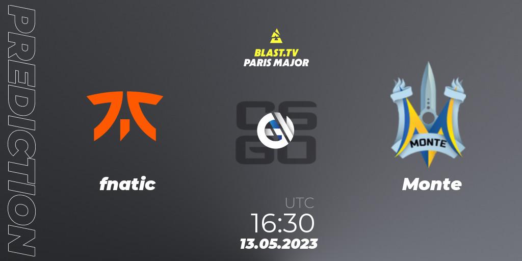 fnatic проти Monte: Поради щодо ставок, прогнози на матчі. 13.05.2023 at 15:20. Counter-Strike (CS2), BLAST Paris Major 2023