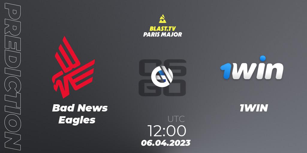 Bad News Eagles проти 1WIN: Поради щодо ставок, прогнози на матчі. 06.04.2023 at 12:10. Counter-Strike (CS2), BLAST.tv Paris Major 2023 Europe RMR A