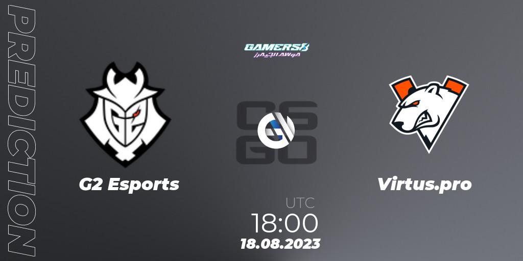 G2 Esports проти Virtus.pro: Поради щодо ставок, прогнози на матчі. 18.08.2023 at 18:20. Counter-Strike (CS2), Gamers8 2023