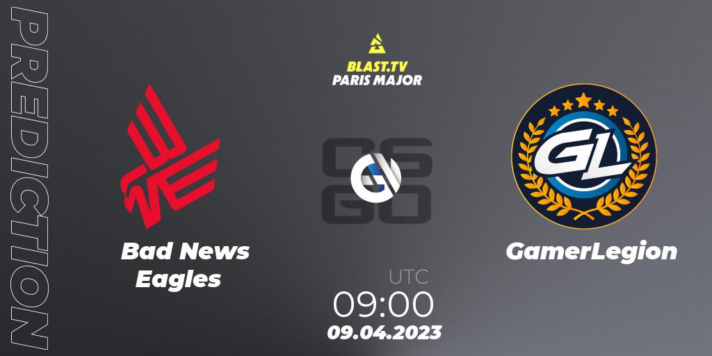 Bad News Eagles проти GamerLegion: Поради щодо ставок, прогнози на матчі. 09.04.2023 at 09:00. Counter-Strike (CS2), BLAST.tv Paris Major 2023 Europe RMR A