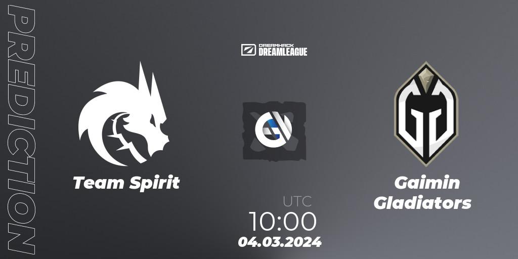 Team Spirit проти Gaimin Gladiators: Поради щодо ставок, прогнози на матчі. 04.03.2024 at 09:55. Dota 2, DreamLeague Season 22