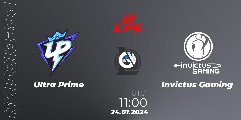 Ultra Prime проти Invictus Gaming: Поради щодо ставок, прогнози на матчі. 24.01.2024 at 11:00. LoL, LPL Spring 2024 - Group Stage