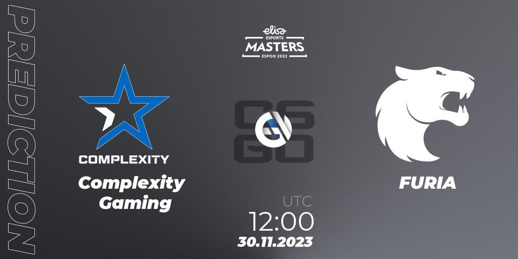 Complexity Gaming проти FURIA: Поради щодо ставок, прогнози на матчі. 30.11.2023 at 13:00. Counter-Strike (CS2), Elisa Masters Espoo 2023