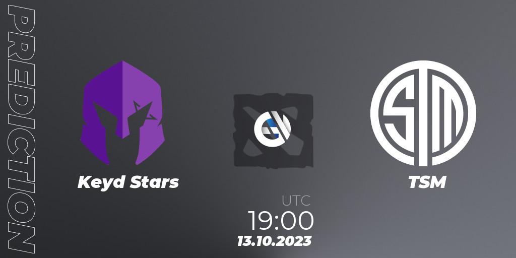 Keyd Stars проти TSM: Поради щодо ставок, прогнози на матчі. 13.10.2023 at 19:20. Dota 2, The International 2023 - Group Stage