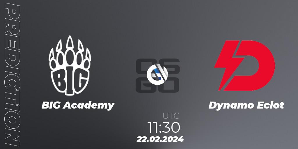 BIG Academy проти Dynamo Eclot: Поради щодо ставок, прогнози на матчі. 22.02.2024 at 11:55. Counter-Strike (CS2), European Pro League Season 15: Division 2