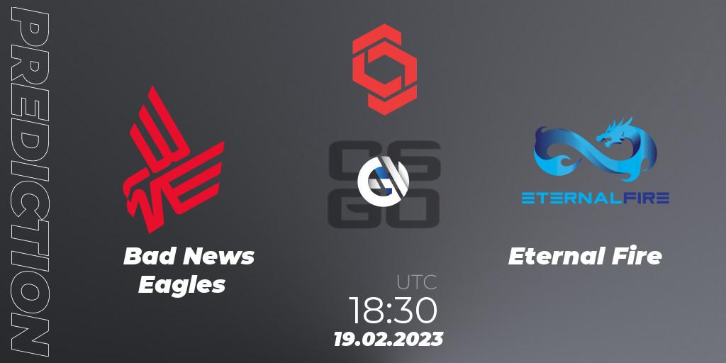 Bad News Eagles проти Eternal Fire: Поради щодо ставок, прогнози на матчі. 19.02.2023 at 19:00. Counter-Strike (CS2), CCT Central Europe Series Finals #1