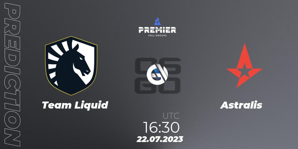 Team Liquid проти Astralis: Поради щодо ставок, прогнози на матчі. 22.07.2023 at 17:20. Counter-Strike (CS2), BLAST Premier Fall Groups 2023