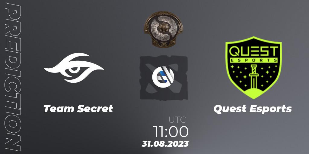 Team Secret проти PSG Quest: Поради щодо ставок, прогнози на матчі. 31.08.2023 at 11:00. Dota 2, The International 2023 - Western Europe Qualifier