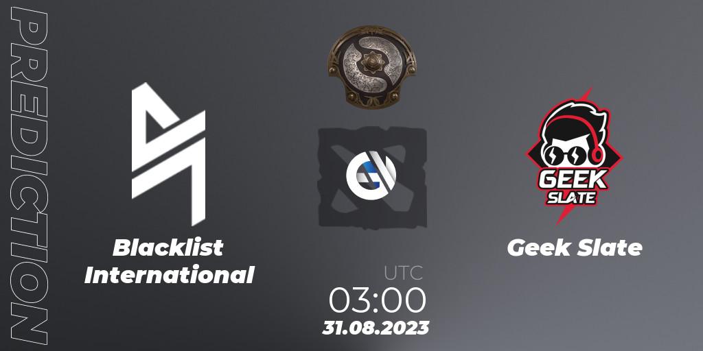 Blacklist International проти Geek Slate: Поради щодо ставок, прогнози на матчі. 31.08.2023 at 03:01. Dota 2, The International 2023 - Southeast Asia Qualifier
