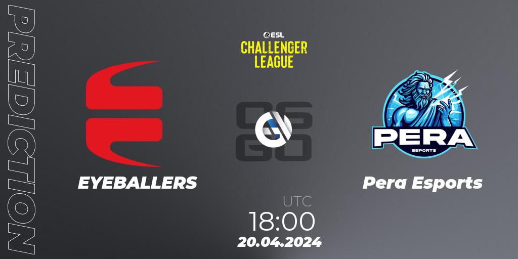 EYEBALLERS проти Pera Esports: Поради щодо ставок, прогнози на матчі. 20.04.2024 at 18:00. Counter-Strike (CS2), ESL Challenger League Season 47: Europe