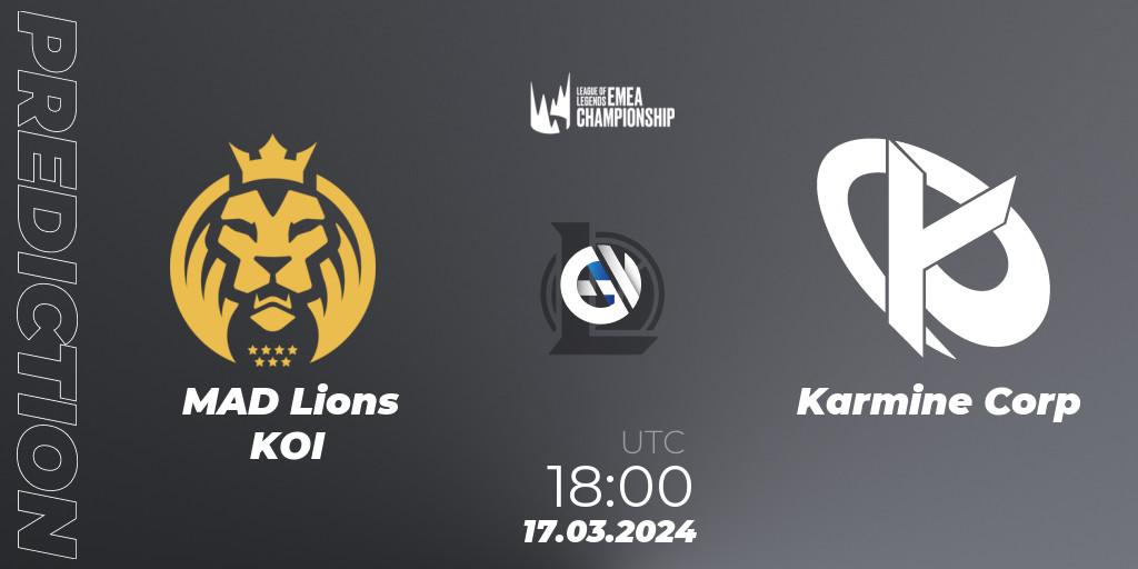 MAD Lions KOI проти Karmine Corp: Поради щодо ставок, прогнози на матчі. 17.03.2024 at 18:00. LoL, LEC Spring 2024 - Regular Season