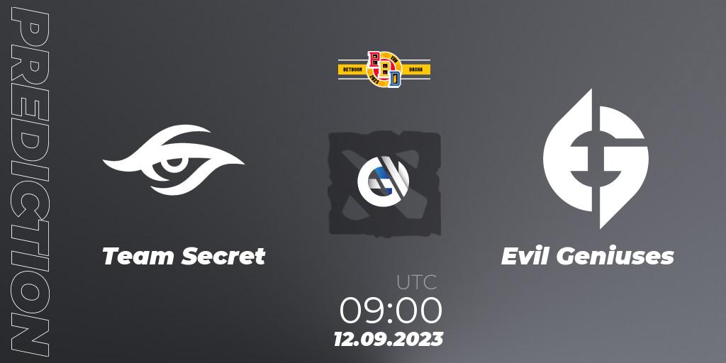 Team Secret проти Evil Geniuses: Поради щодо ставок, прогнози на матчі. 12.09.2023 at 09:17. Dota 2, BetBoom Dacha