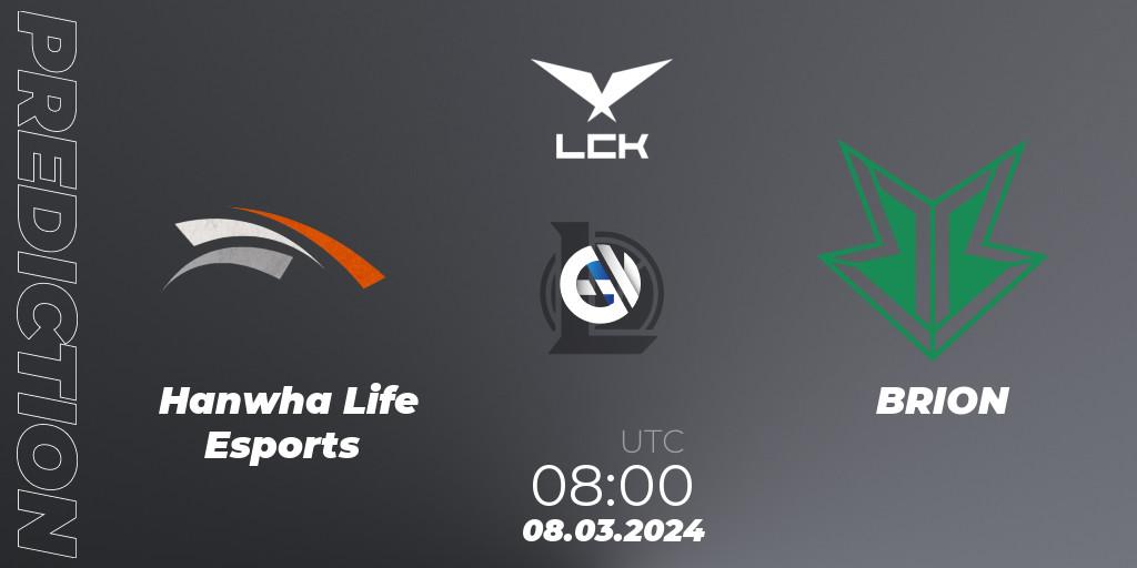Hanwha Life Esports проти BRION: Поради щодо ставок, прогнози на матчі. 08.03.2024 at 08:00. LoL, LCK Spring 2024 - Group Stage