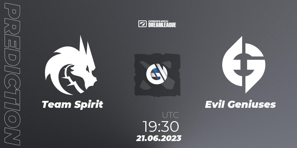 Team Spirit проти Evil Geniuses: Поради щодо ставок, прогнози на матчі. 21.06.2023 at 20:06. Dota 2, DreamLeague Season 20 - Group Stage 2