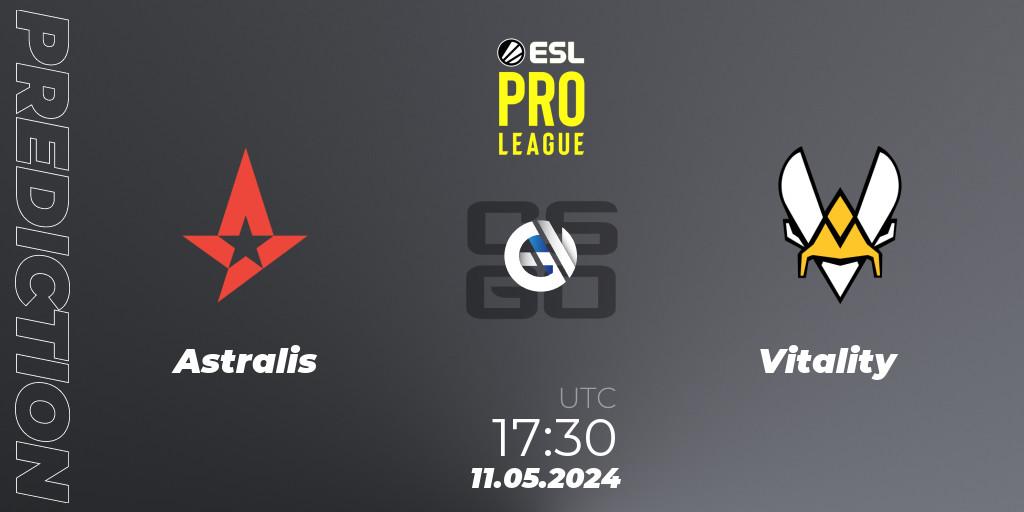 Astralis проти Vitality: Поради щодо ставок, прогнози на матчі. 11.05.2024 at 14:15. Counter-Strike (CS2), ESL Pro League Season 19