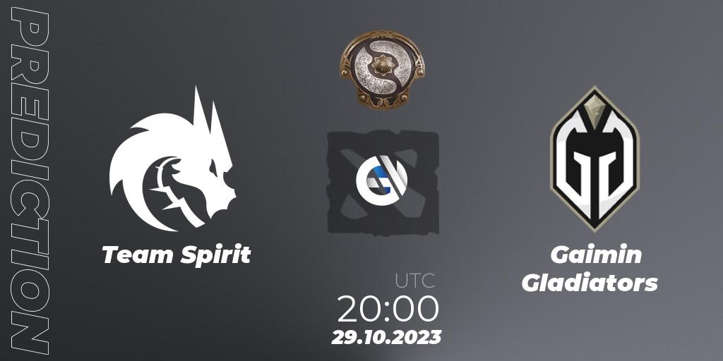 Team Spirit проти Gaimin Gladiators: Поради щодо ставок, прогнози на матчі. 29.10.2023 at 20:48. Dota 2, The International 2023