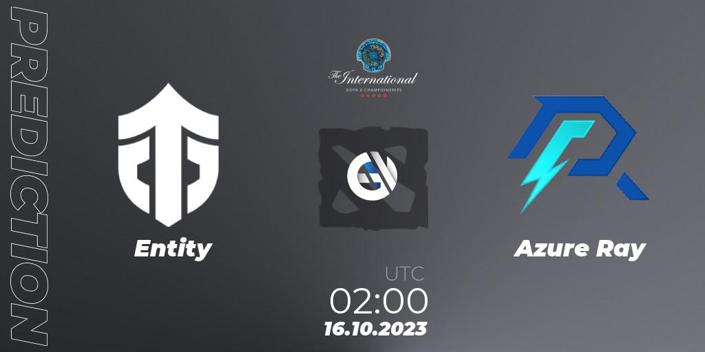 Entity проти Azure Ray: Поради щодо ставок, прогнози на матчі. 16.10.2023 at 00:46. Dota 2, The International 2023 - Group Stage