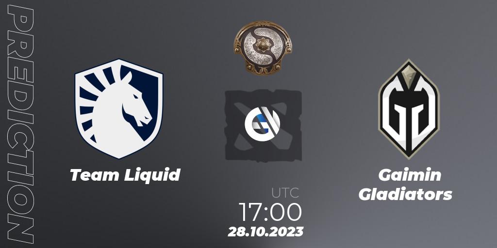 Team Liquid проти Gaimin Gladiators: Поради щодо ставок, прогнози на матчі. 28.10.2023 at 17:14. Dota 2, The International 2023