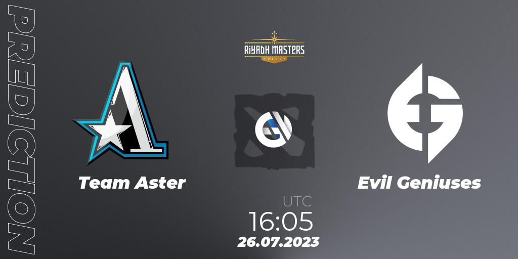 Team Aster проти Evil Geniuses: Поради щодо ставок, прогнози на матчі. 26.07.2023 at 17:39. Dota 2, Riyadh Masters 2023