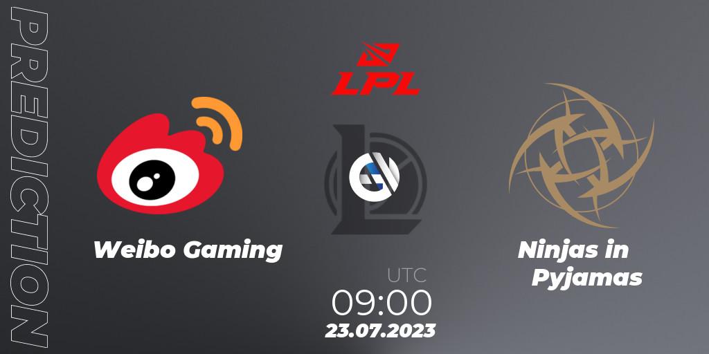 Weibo Gaming проти Ninjas in Pyjamas: Поради щодо ставок, прогнози на матчі. 23.07.2023 at 09:00. LoL, LPL Summer 2023 - Playoffs