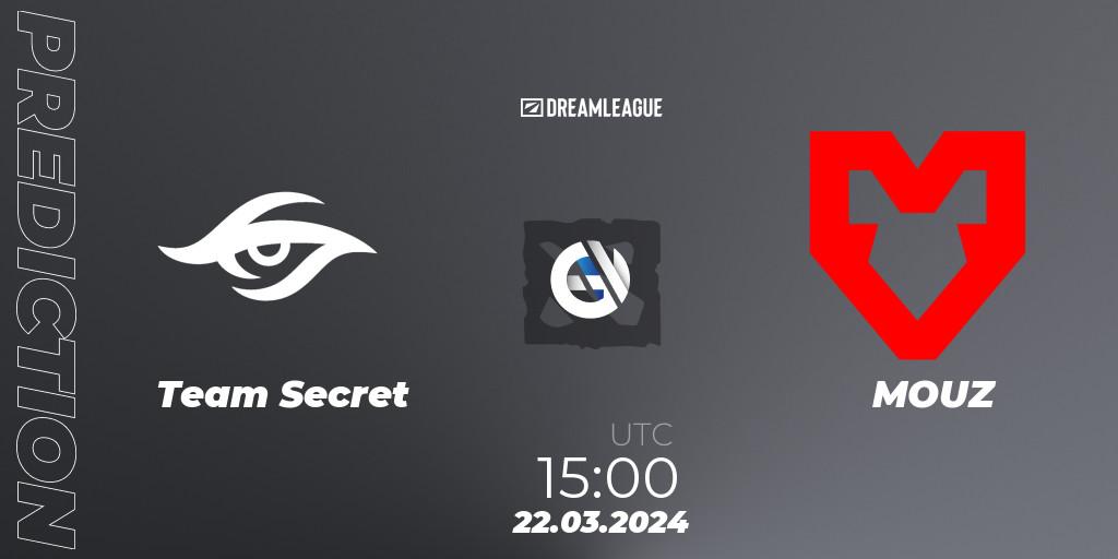 Team Secret проти MOUZ: Поради щодо ставок, прогнози на матчі. 22.03.2024 at 15:00. Dota 2, DreamLeague Season 23: Western Europe Closed Qualifier