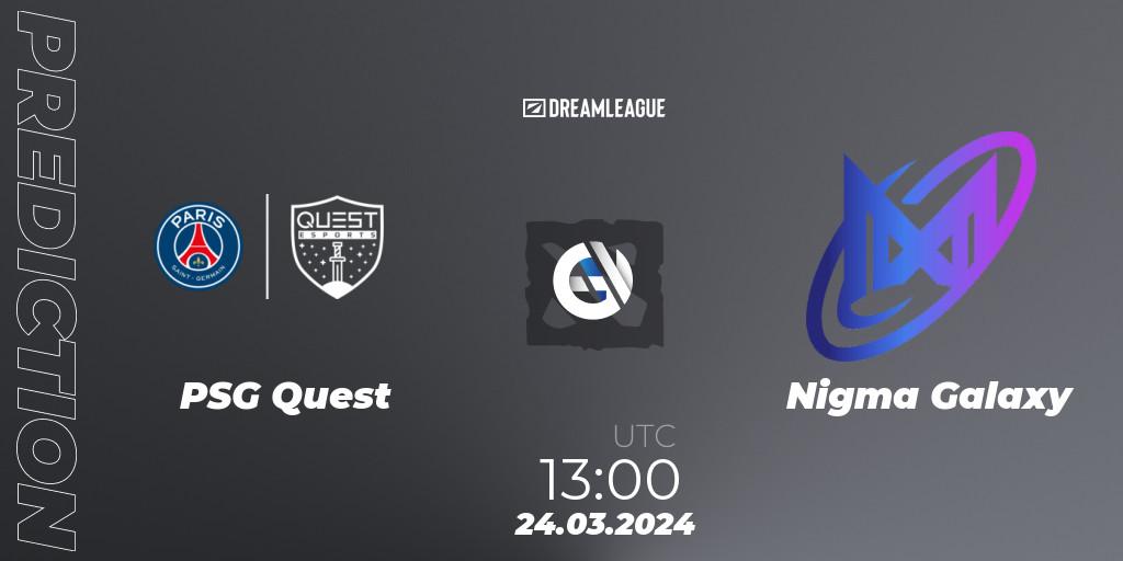 PSG Quest проти Nigma Galaxy: Поради щодо ставок, прогнози на матчі. 24.03.2024 at 13:20. Dota 2, DreamLeague Season 23: MENA Closed Qualifier
